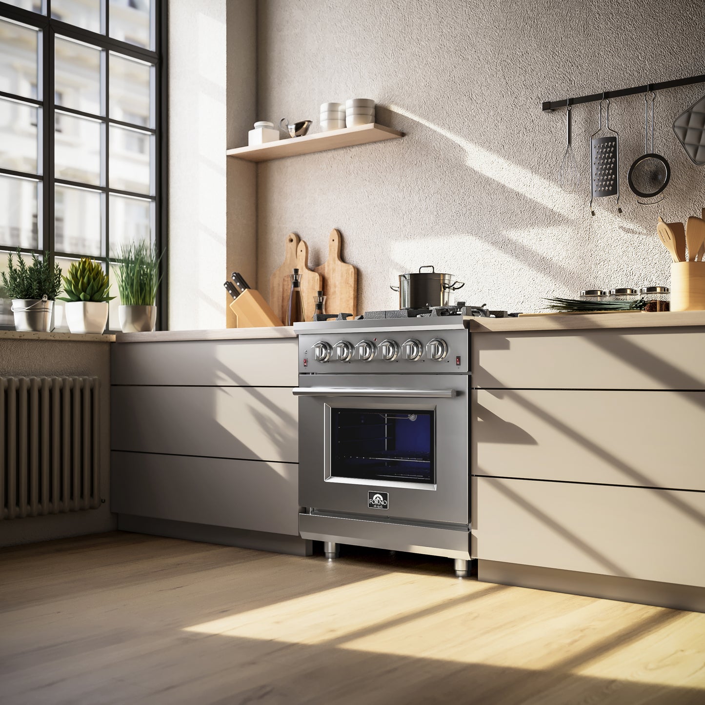 Forno Massimo 30-Inch Freestanding Gas Range, 5 Burners, True Convection Oven - Forno Appliances