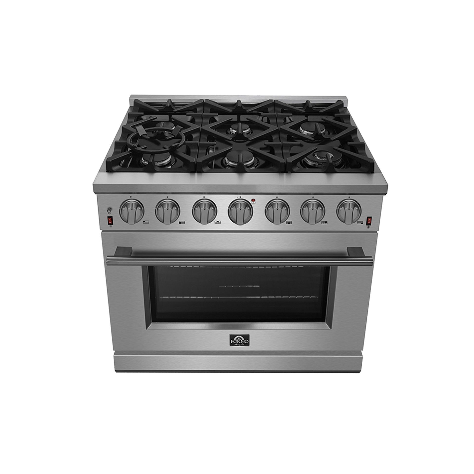 Forno Massimo 36-Inch Freestanding Gas Range, 6 Sealed Burners, Convection Oven, Energy Efficient - Forno Appliances
