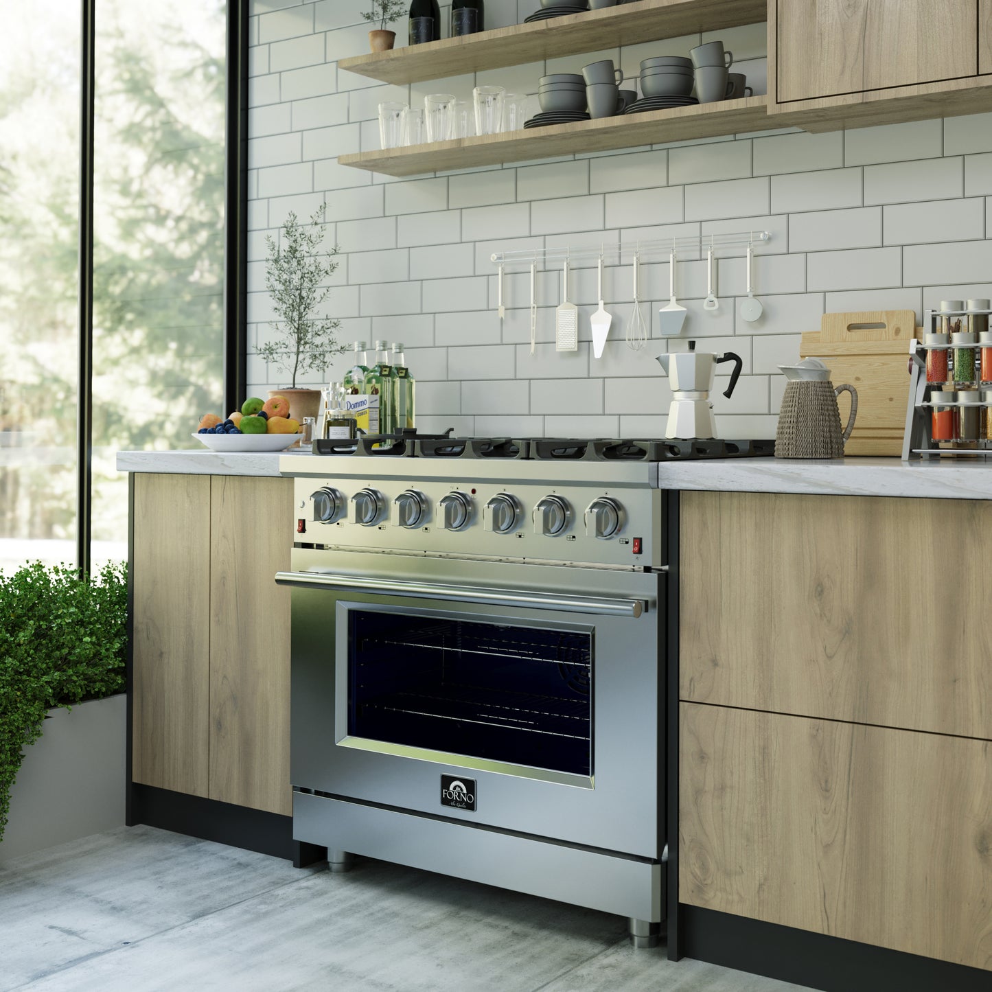 Forno Massimo 36-Inch Freestanding Gas Range, 6 Sealed Burners, Convection Oven, Energy Efficient - Forno Appliances