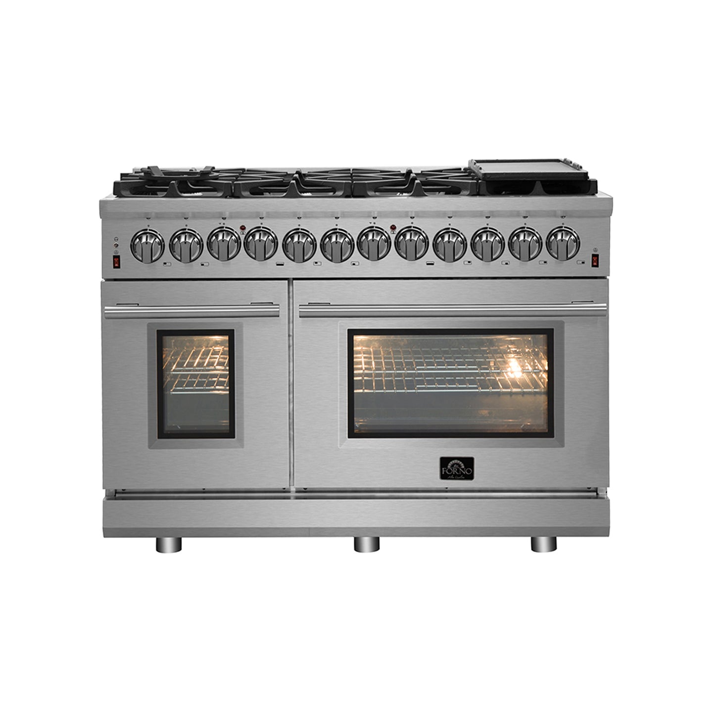 Forno Massimo 48-Inch Freestanding Gas Range, 8 Burners, True Convection Oven - Forno Appliances
