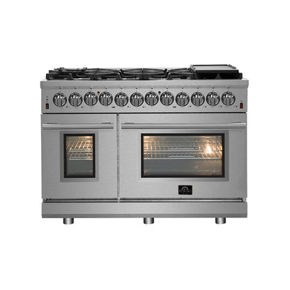 Forno Massimo 48-Inch Freestanding Gas Range, 8 Burners, True Convection Oven - Forno Appliances