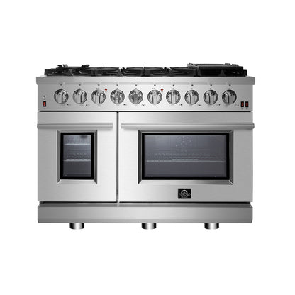 Forno Massimo 48-Inch Freestanding Gas Range, 8 Burners, True Convection Oven - Forno Appliances