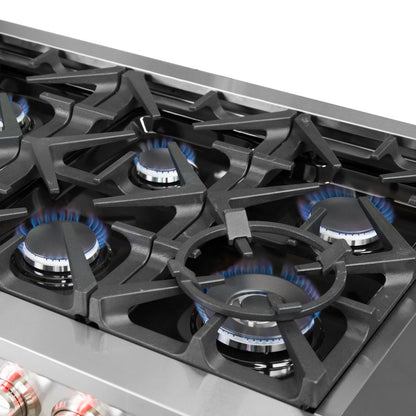 Cuisinière à gaz autoportante Forno Massimo de 60 pouces, 10 brûleurs, four à convection véritable