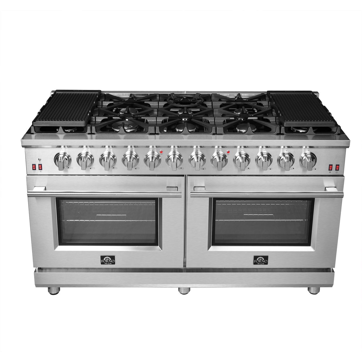 Cuisinière à gaz autoportante Forno Massimo de 60 pouces, 10 brûleurs, four à convection véritable