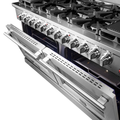 Cuisinière à gaz autoportante Forno Massimo de 60 pouces, 10 brûleurs, four à convection véritable