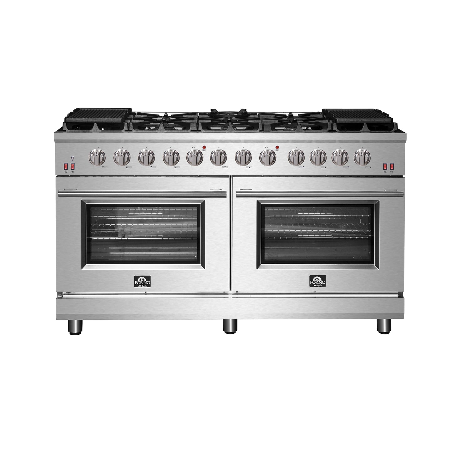 Cuisinière à gaz autoportante Forno Massimo de 60 pouces, 10 brûleurs, four à convection véritable