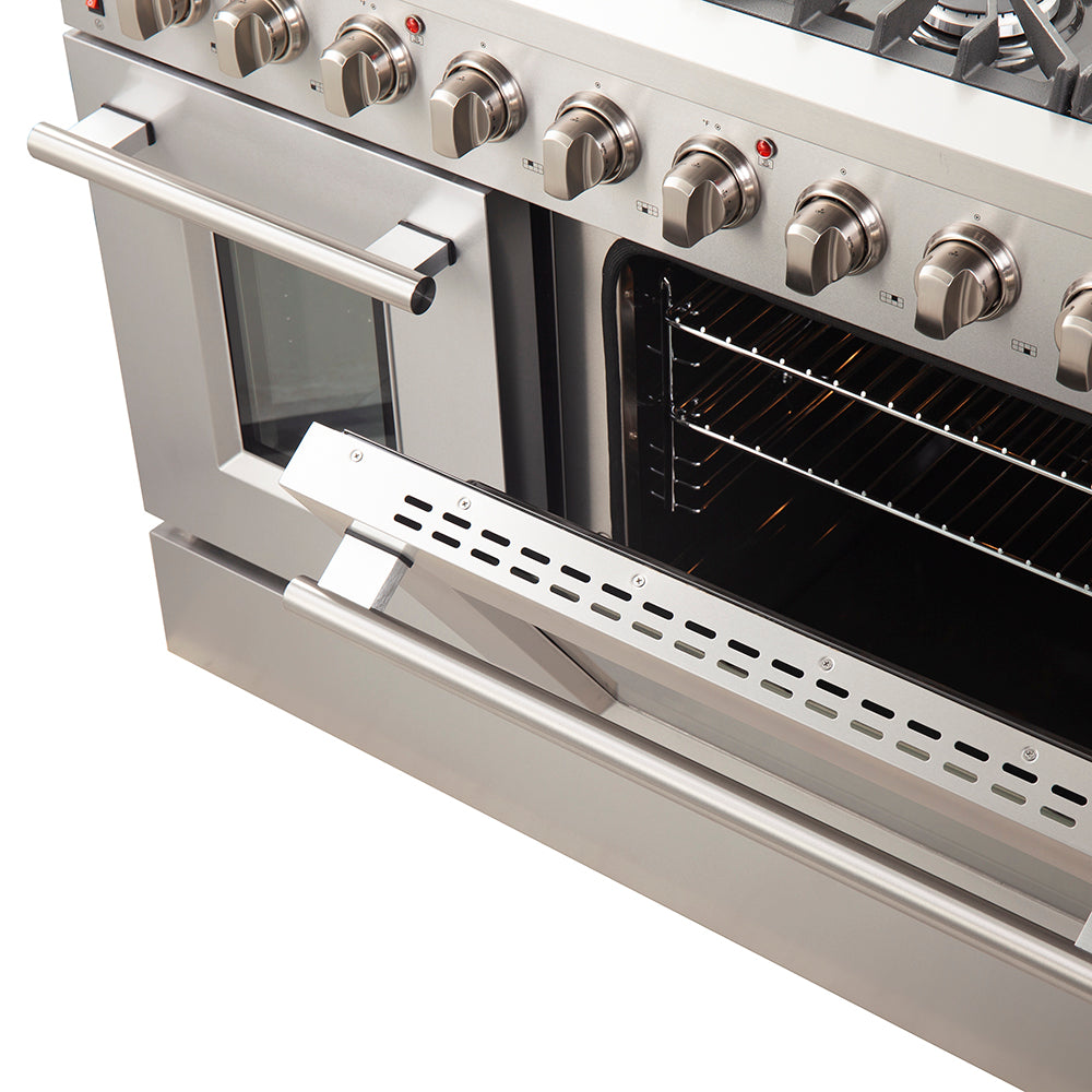 Forno Galiano 48-Inch Freestanding Gas Range, Stainless Steel, 8 Burners, 107,000 BTU, Griddle, Double Ovens, Energy Efficient - Forno Appliances