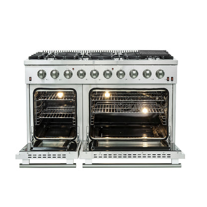 Ensemble de cuisine FORNO Premium 2 pièces - cuisinière à gaz Galiano 48 po, réfrigérateur côte à côte 60 po - FBDL-005-01CAUS - Forno Appliances