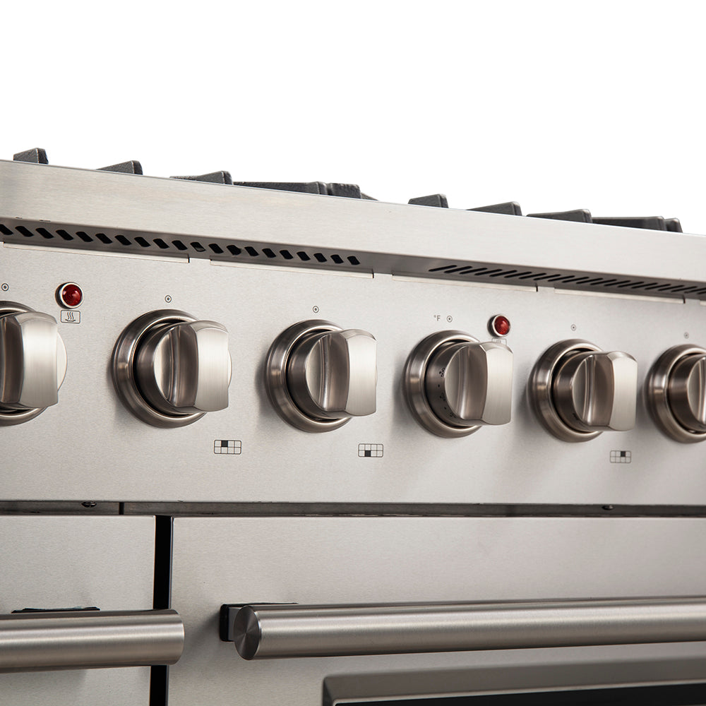 Forno Galiano 48-Inch Freestanding Gas Range, Stainless Steel, 8 Burners, 107,000 BTU, Griddle, Double Ovens, Energy Efficient - Forno Appliances