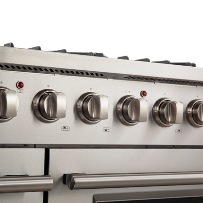 Forno Galiano 48-Inch Freestanding Gas Range, Stainless Steel, 8 Burners, 107,000 BTU, Griddle, Double Ovens, Energy Efficient - Forno Appliances
