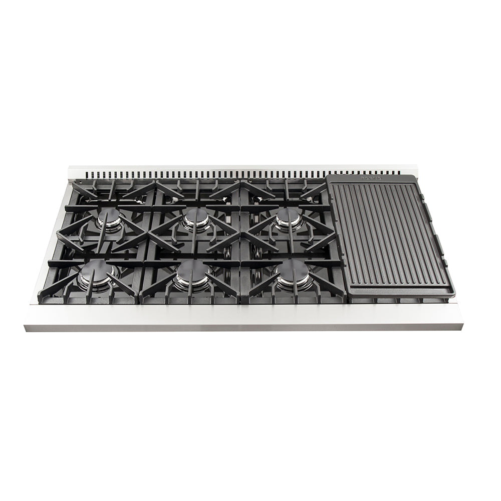 Forno Galiano 48-Inch Freestanding Gas Range, Stainless Steel, 8 Burners, 107,000 BTU, Griddle, Double Ovens, Energy Efficient - Forno Appliances
