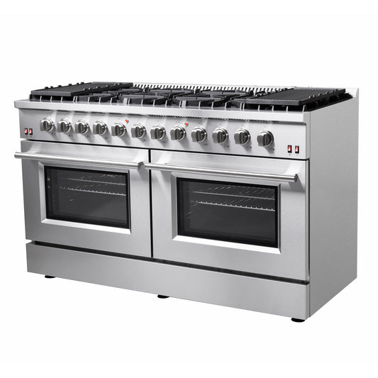 Forno Galiano 60-Inch Freestanding Gas Range, 10 Burners, Double Ovens, Griddle, Energy Efficient - Forno Appliances