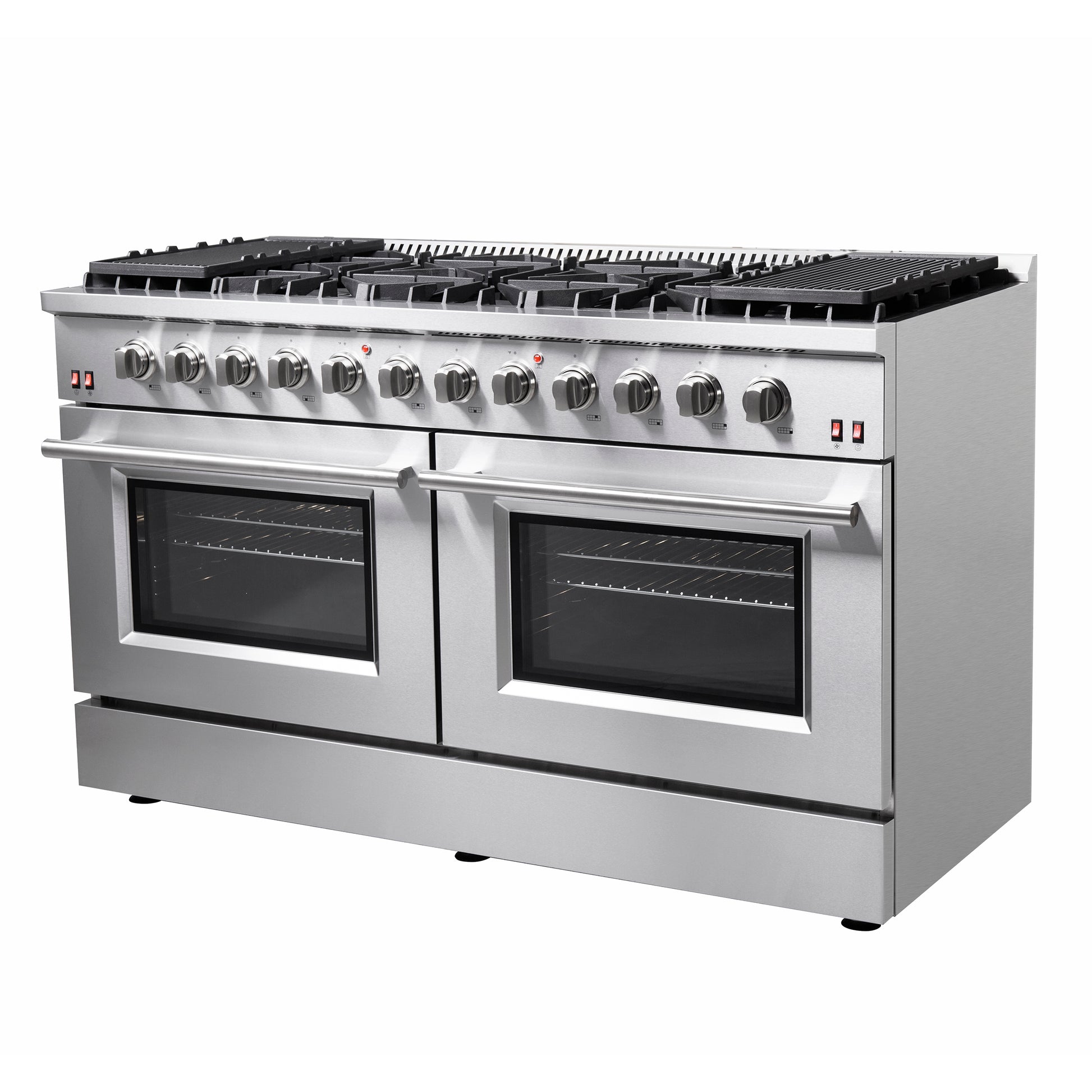 Cuisinière à gaz Forno Galiano 60 pouces pose libre, 10 brûleurs, double four, plaque de cuisson, économe en énergie - Forno Appliances