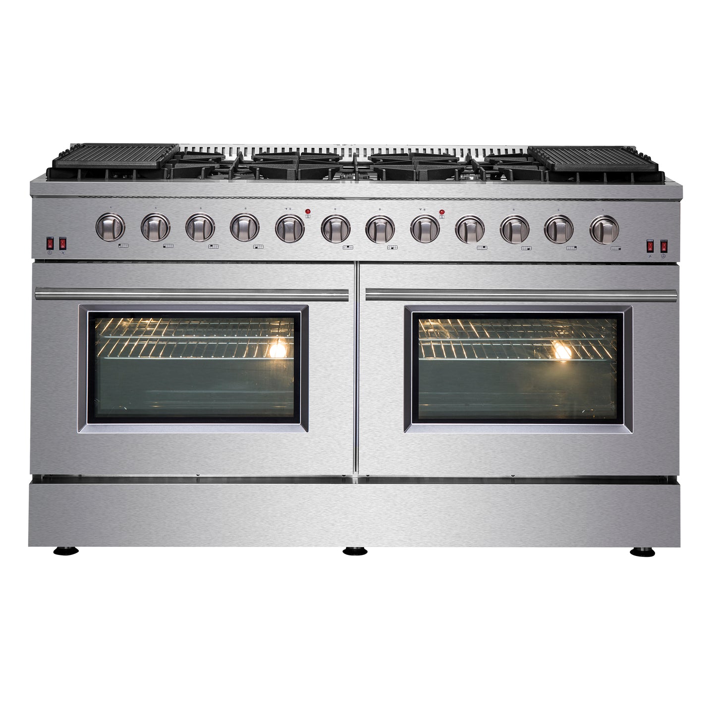 Forno Galiano cuisinière à gaz autoportante de 60 pouces, 10 brûleurs, double four, plaque de cuisson, économe en énergie - Forno Appliances