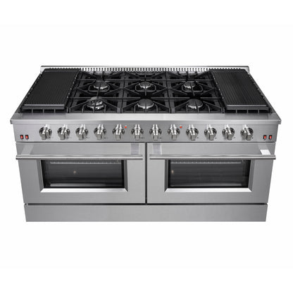 Forno Galiano cuisinière à gaz autoportante de 60 pouces, 10 brûleurs, double four, plaque chauffante, économe en énergie - Forno Appliances