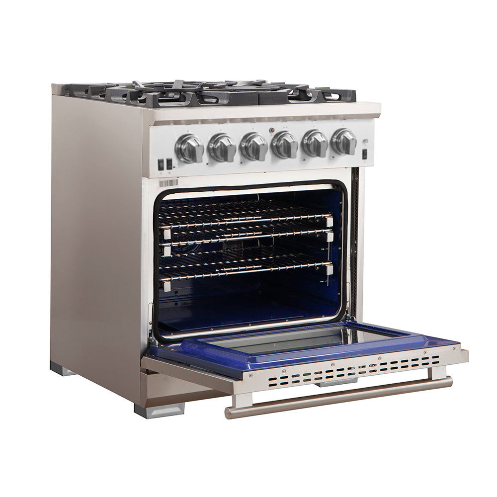 FORNO Premium 2-Piece Kitchen Bundle - Capriasca 30" Stainless Steel Range, Forno Gallipoli 30" French Door Refrigerator with Bottom Freezer 17.5 cu. ft Capacity - FBDL-019-01CAUS - Forno Appliances