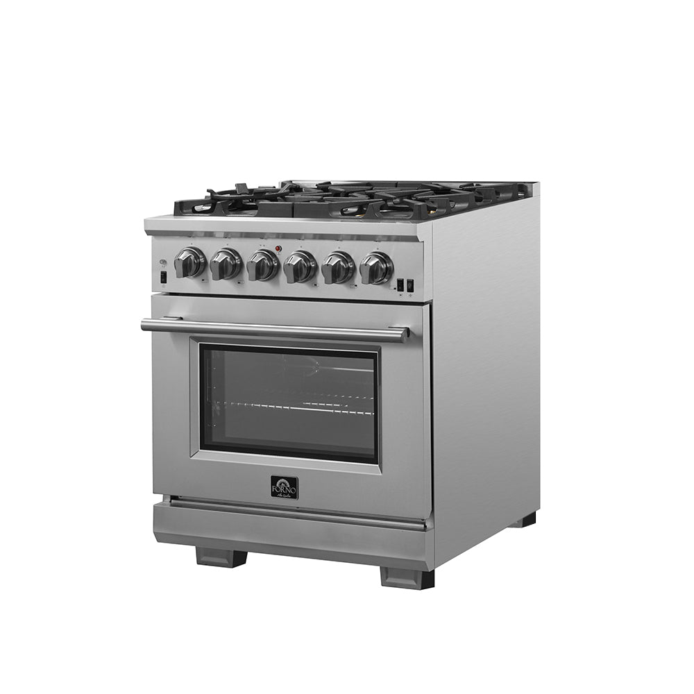 Cuisinière à gaz autonome Forno Capriasca 30 pouces, 4 brûleurs, four à vraie convection - Forno Appliances