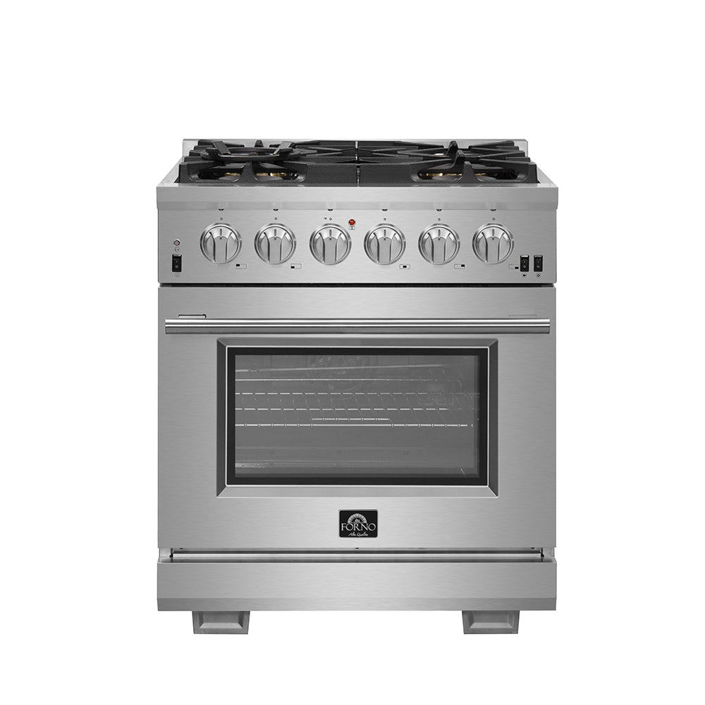 FORNO Premium 2-Piece Kitchen Bundle - Capriasca 30" Stainless Steel Range, Forno Gallipoli 30" French Door Refrigerator with Bottom Freezer 17.5 cu. ft Capacity - FBDL-019-01CAUS - Forno Appliances