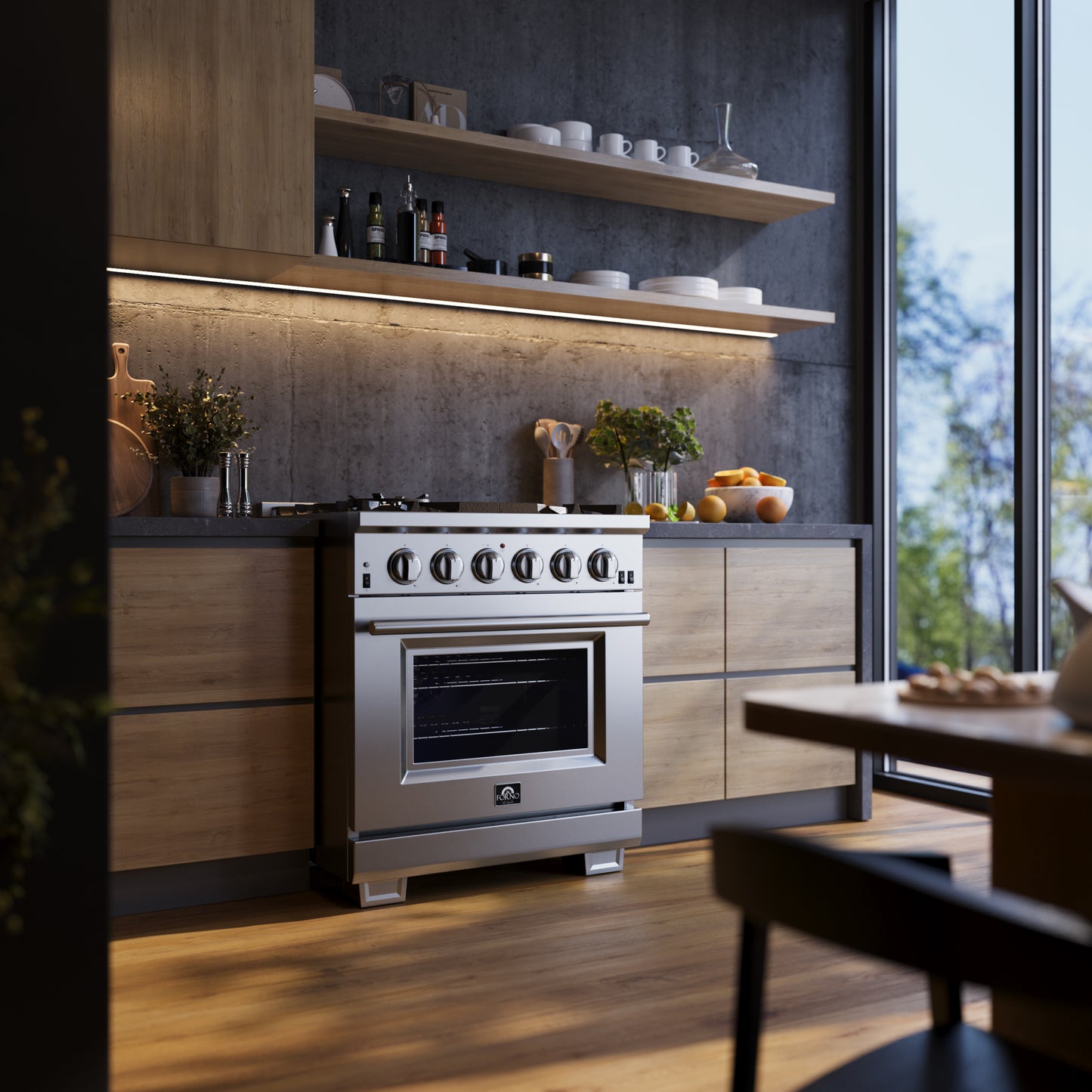 Forno Capriasca cuisinière à gaz indépendante 30 pouces, 4 brûleurs, four à convection véritable - Forno Appliances