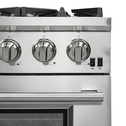 Cuisinière à gaz Forno Capriasca de 36 pouces, acier inoxydable, 6 brûleurs en laiton, 120 000 BTU, four à convection, économe en énergie