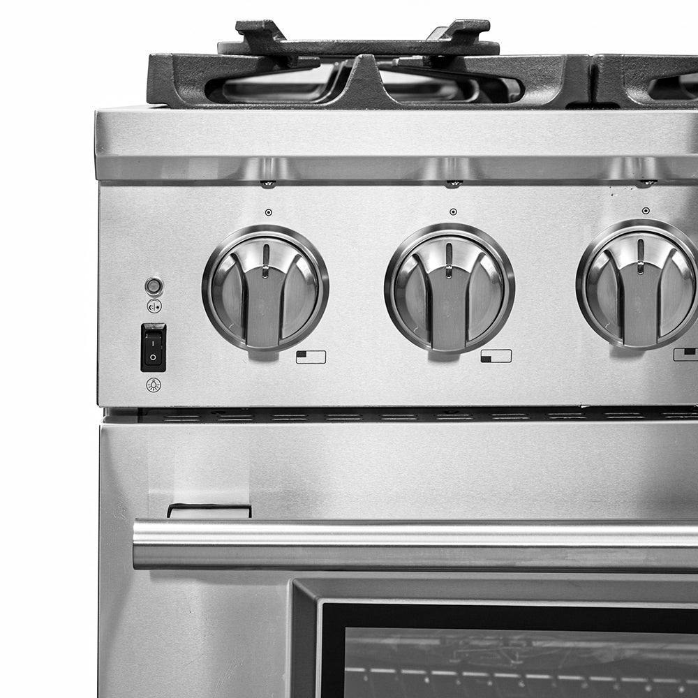 Cuisinière à gaz Forno Capriasca de 36 pouces, acier inoxydable, 6 brûleurs en laiton, 120 000 BTU, four à convection, économe en énergie