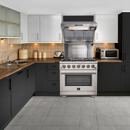 FORNO Premium 2-Piece Kitchen Bundle -Capriasca 36" Stainless Steel Range, Forno Salerno 36" Side by Side Stainless Steel Refrigerator 20 cu.ft - FBDL-019-02CAUS - Forno Appliances