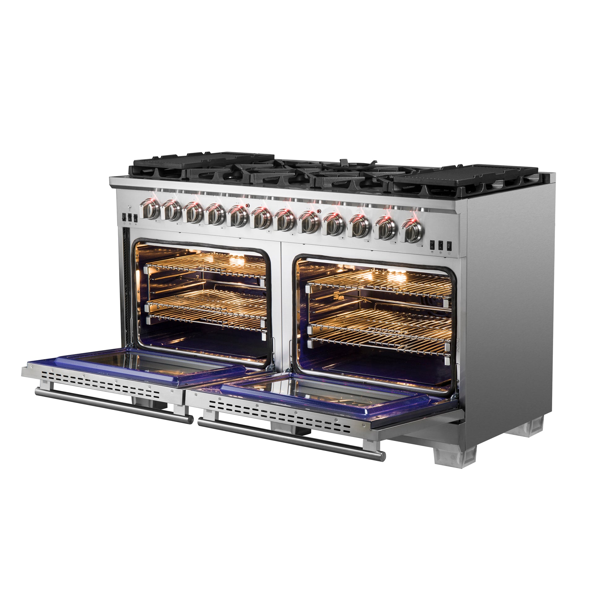 Cuisinière à gaz autonome Forno Capriasca de 60 pouces, 10 brûleurs, four à vraie convection - Forno Appliances