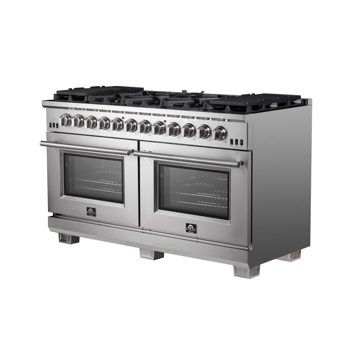 Cuisinière à gaz Forno Capriasca autoportante 60 pouces, 10 brûleurs, four à convection véritable - Forno Appliances