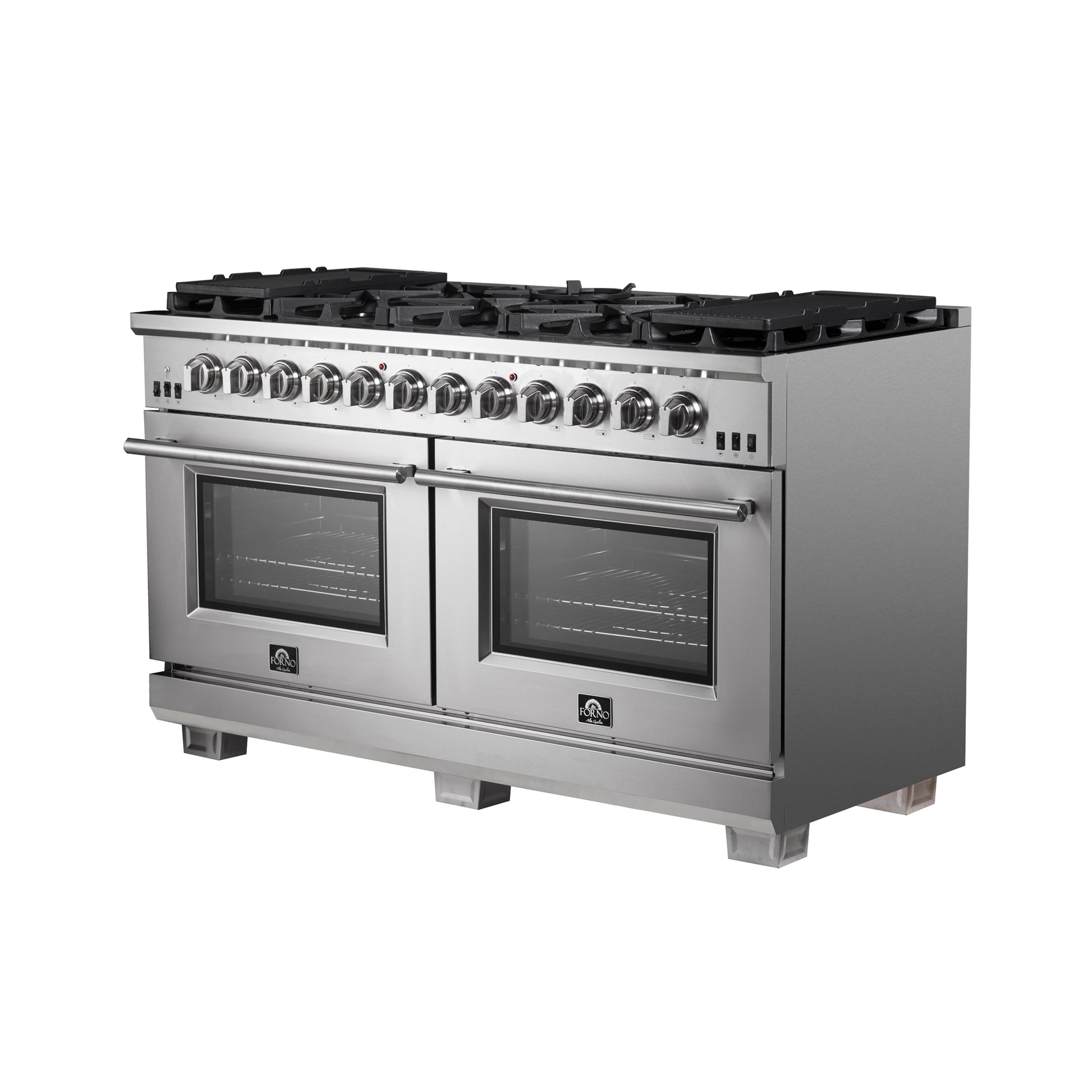 Cuisinière à gaz Forno Capriasca autoportante 60 pouces, 10 brûleurs, four à convection véritable - Forno Appliances