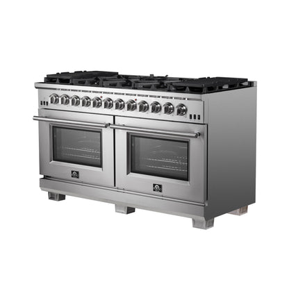 Cuisinière à gaz Forno Capriasca autoportante 60 pouces, 10 brûleurs, four à convection véritable - Forno Appliances