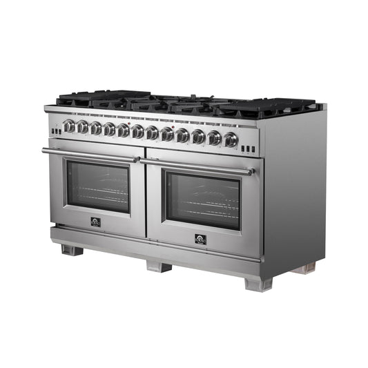 Forno Capriasca 60-Inch Freestanding Gas Range, 10 Burners, True Convection Oven - Forno Appliances