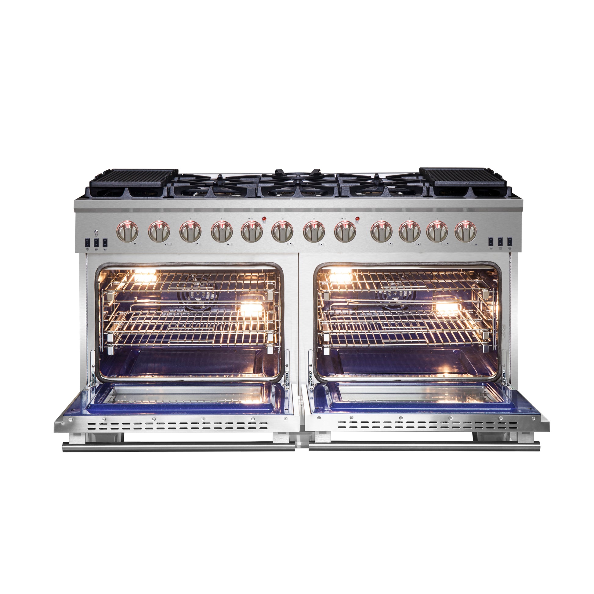 Forno Capriasca Cuisinière à gaz posable 60 pouces, 10 brûleurs, four à convection véritable - Forno Appliances