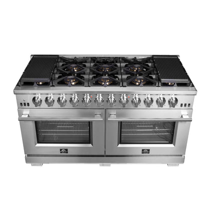 Cuisinière à gaz autonome Forno Capriasca 60 pouces, 10 brûleurs, four à convection véritable - Forno Appliances