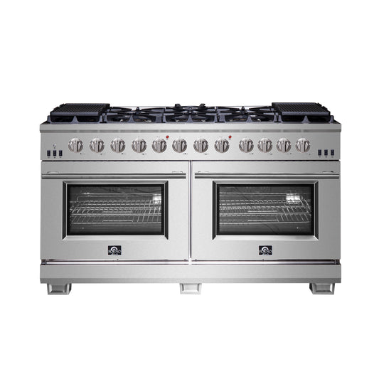 Forno Capriasca 60-Inch Freestanding Gas Range, 10 Burners, True Convection Oven - Forno Appliances