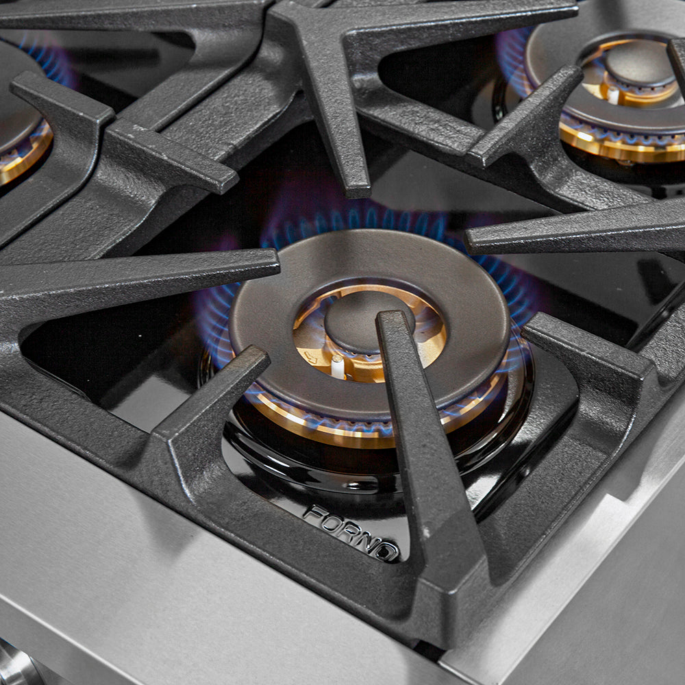 Cuisinière à gaz Forno Capriasca de 36 pouces, acier inoxydable, 6 brûleurs en laiton, 120 000 BTU, four à convection, économe en énergie