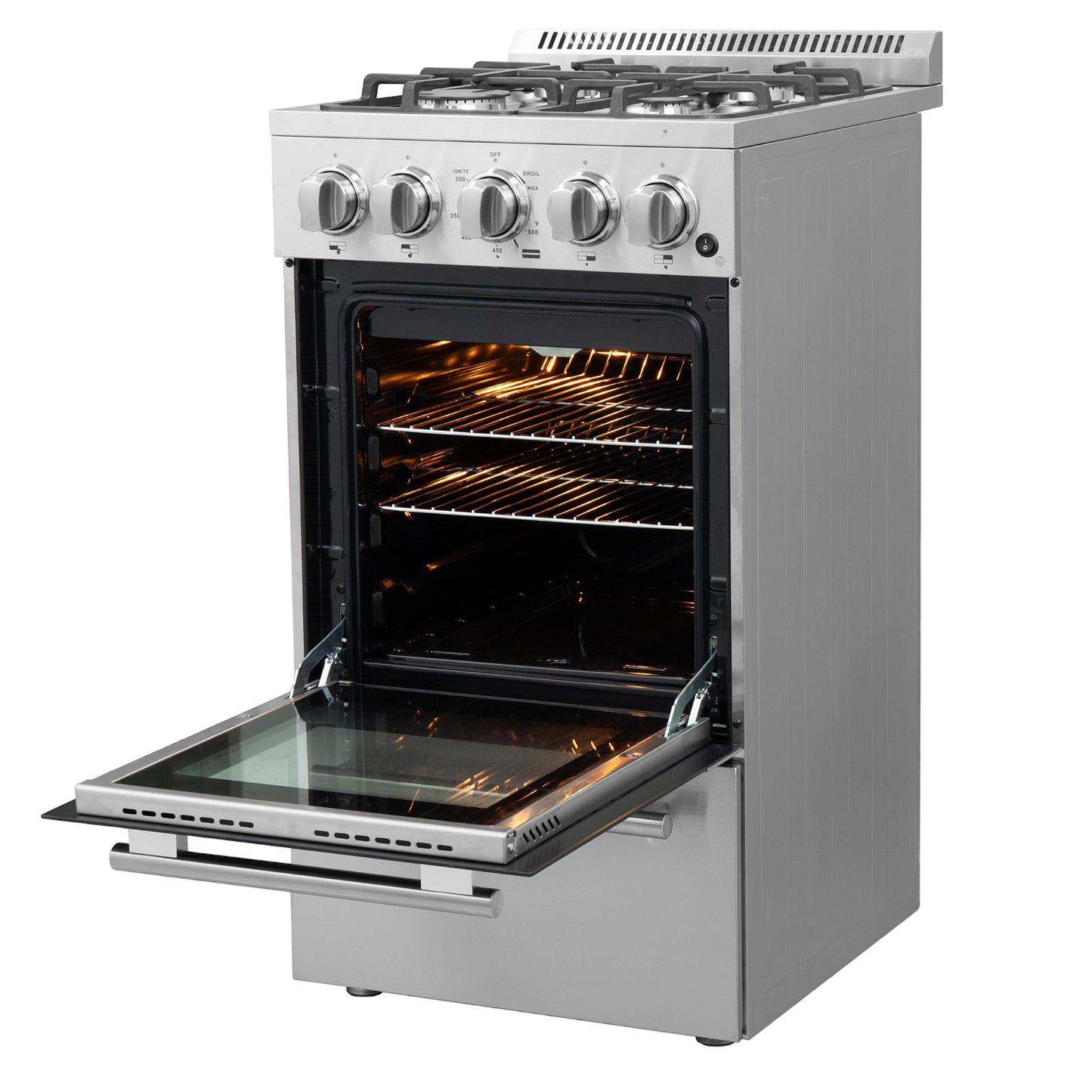 Cuisinière à gaz autoportante Forno Lamazze de 20 pouces, conception compacte, économe en énergie