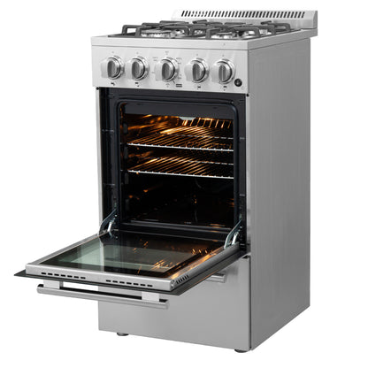 Cuisinière à gaz autoportante Forno Lamazze de 20 pouces, conception compacte, économe en énergie