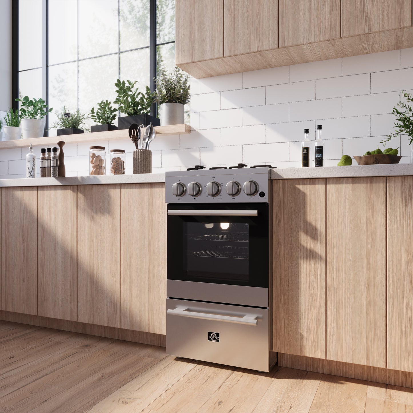 Cuisinière à gaz autoportante Forno Lamazze de 20 pouces, conception compacte, économe en énergie
