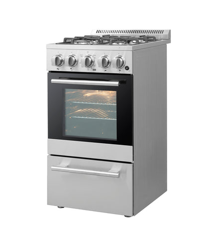 Cuisinière à gaz autoportante Forno Lamazze de 20 pouces, conception compacte, économe en énergie