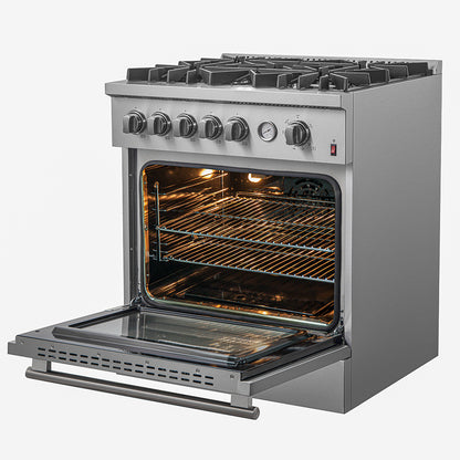 FORNO Giovanni 30-inch Gas Range Stainless Steel, 5 Burners 67,000 BTU, 4.32 cu.ft. Convection Oven - Forno Appliances