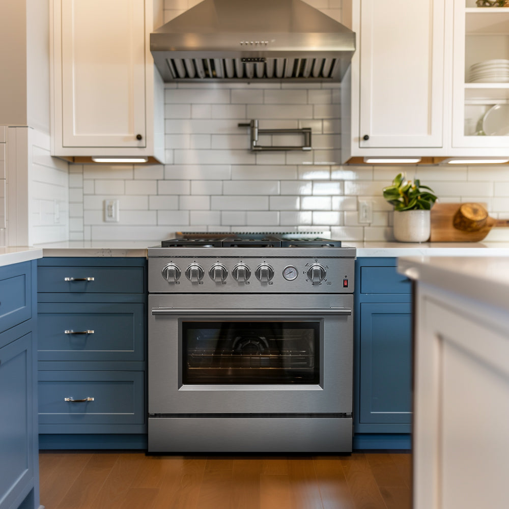 FORNO Premium 2-Piece Kitchen Bundle - Giovanni 30-inch Gas Range Stainless Steel, Forno Salerno 36" Side by Side Stainless Steel Refrigerator 20 cu.ft - FBDL-020-03CAUS - Forno Appliances