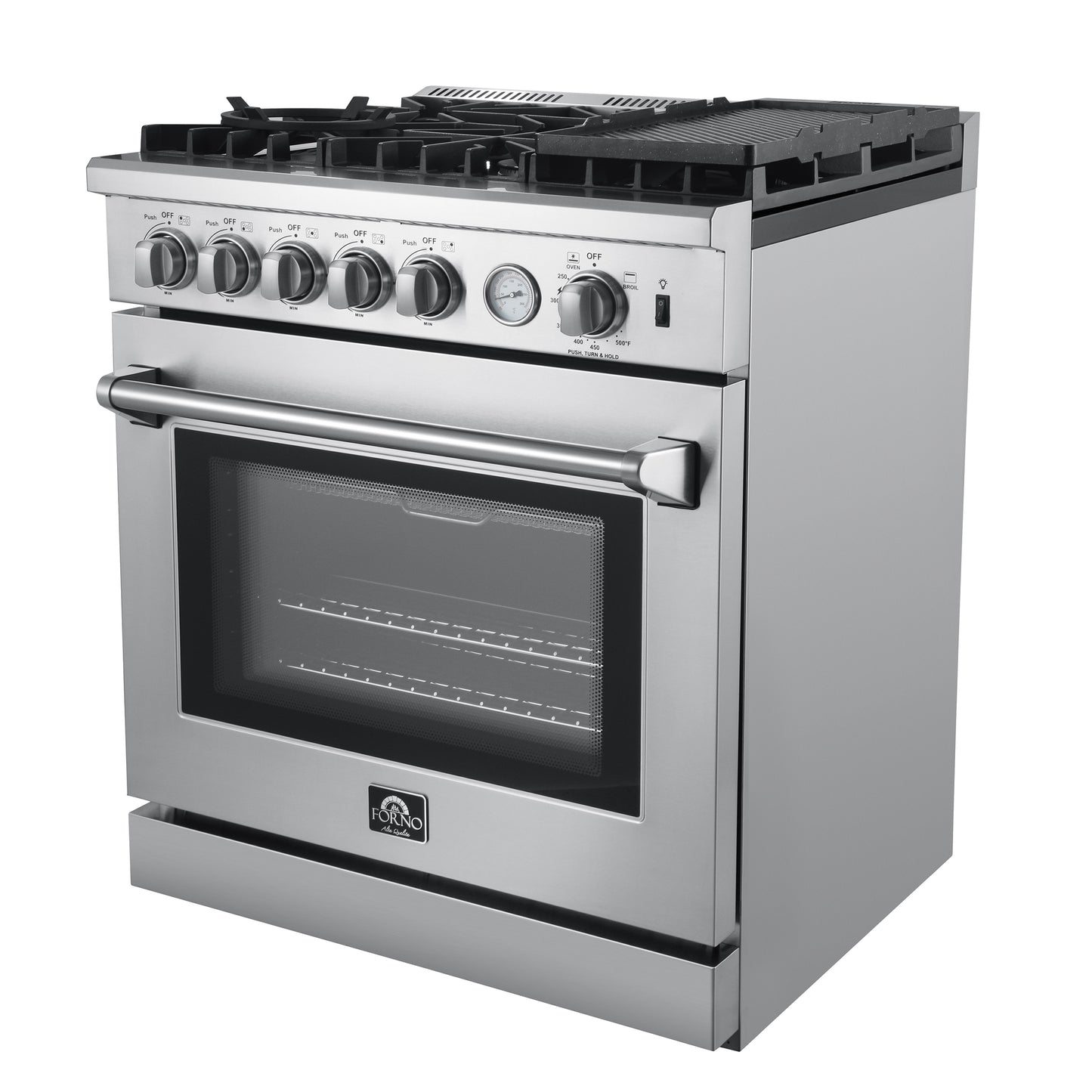 Forno Lazio 30-Inch Freestanding Gas Range, 4 Burners, Convection Oven, Energy Efficient - Forno Appliances