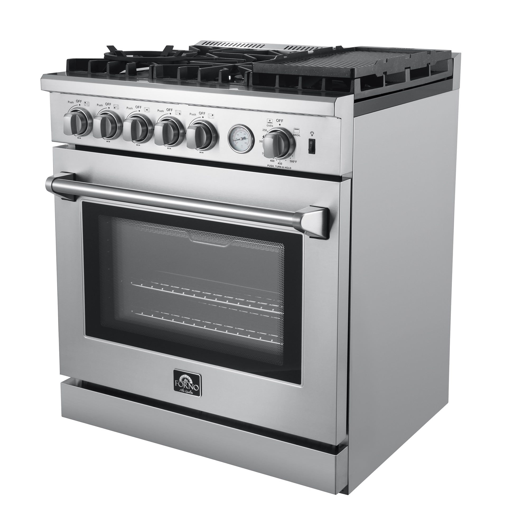 Forno Lazio 30-Inch Freestanding Gas Range, 4 Burners, Convection Oven, Energy Efficient - Forno Appliances