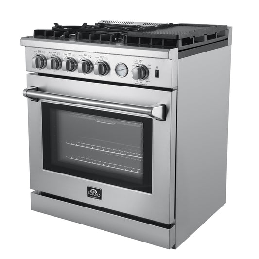 Forno Lazio 30-Inch Freestanding Gas Range, 4 Burners, Convection Oven, Energy Efficient - Forno Appliances
