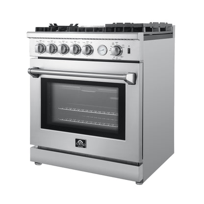 Forno Lazio 30-Inch Freestanding Gas Range, 4 Burners, Convection Oven, Energy Efficient - Forno Appliances