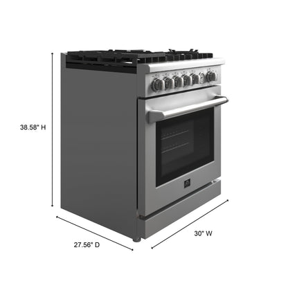 Forno Lazio 30-Inch Freestanding Gas Range, 4 Burners, Convection Oven, Energy Efficient - Forno Appliances