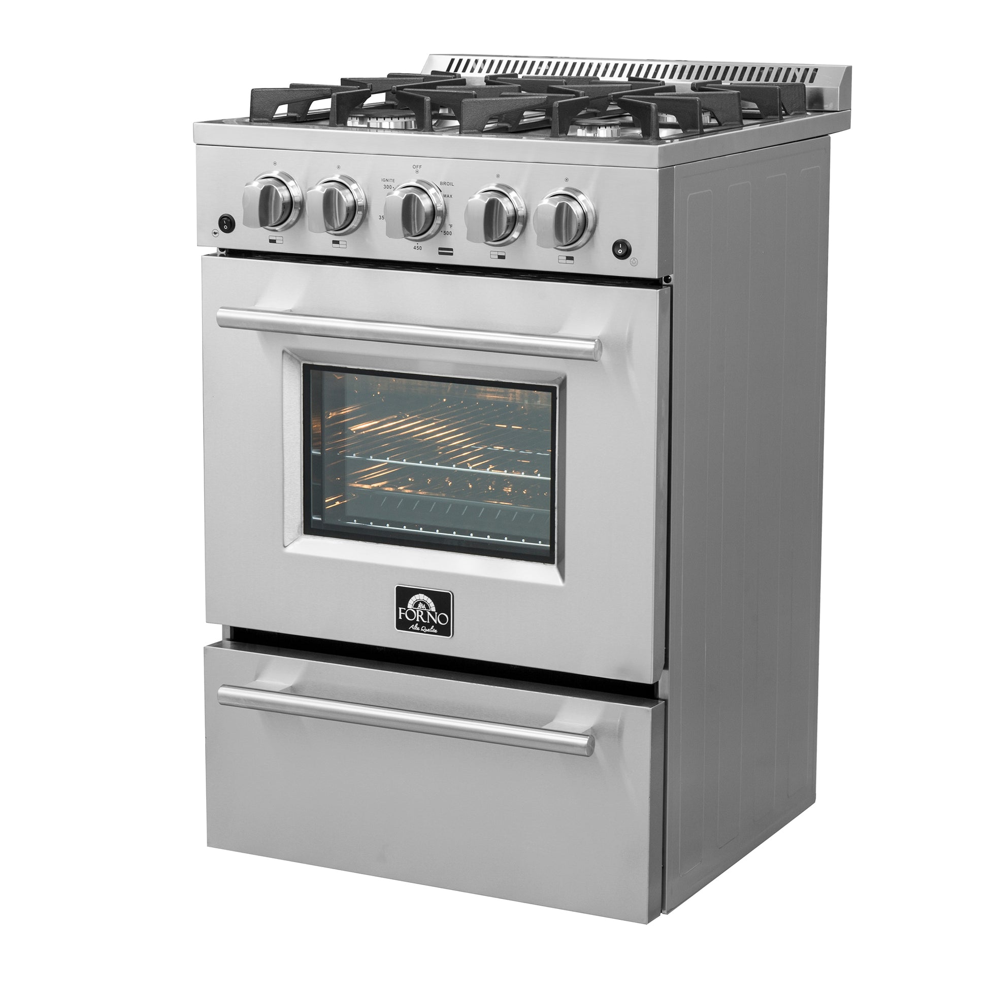 Forno Breno 24-Inch Freestanding Gas Range, Plug Included, Energy Efficient - Forno Appliances