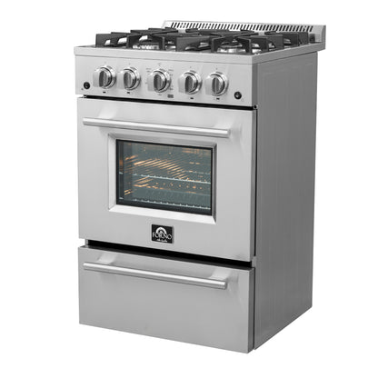 Forno Breno 24-Inch Freestanding Gas Range, Plug Included, Energy Efficient - Forno Appliances