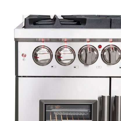 Cuisinière dual fuel Forno Massimo 30 pouces autonome à portes françaises, 4 brûleurs, four à convection véritable - Forno Appliances