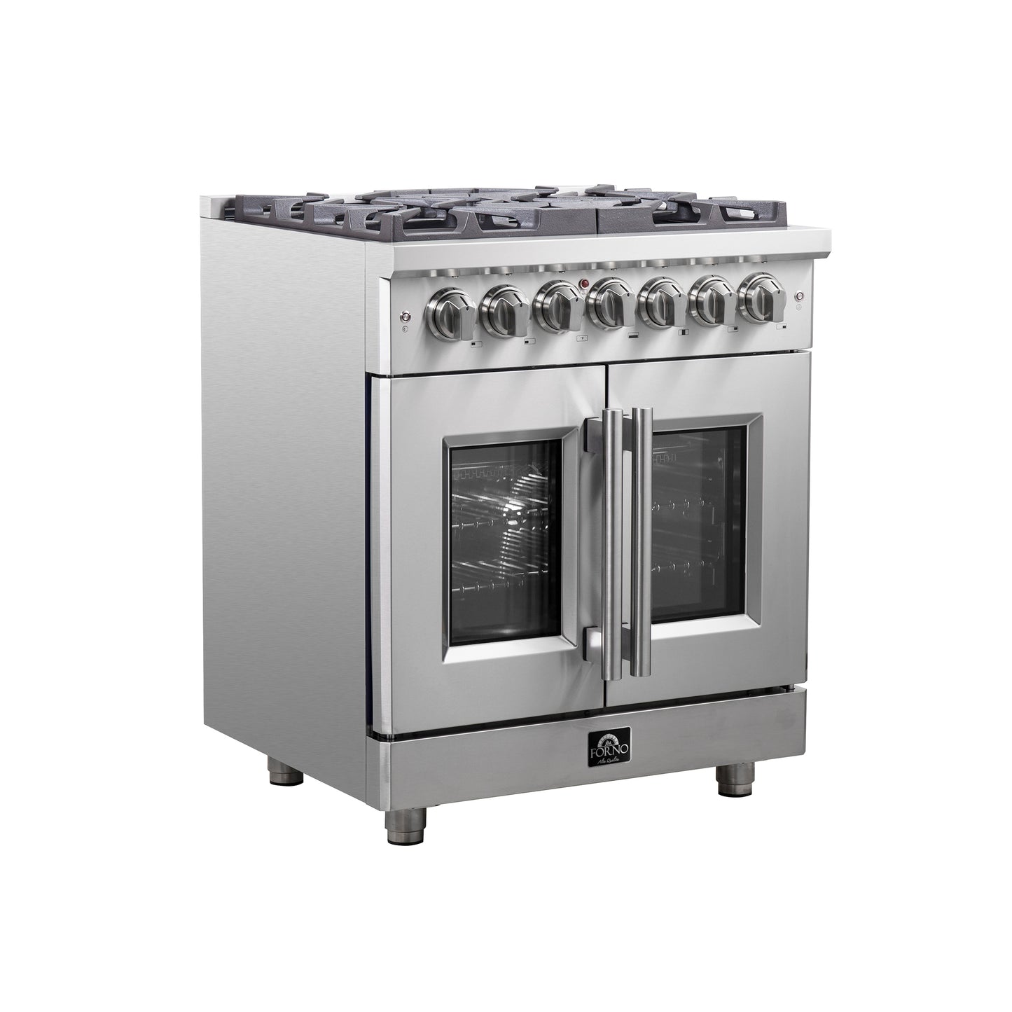 Cuisinière mixte Forno Massimo 30 pouces autoportante à porte française, 4 brûleurs, four à convection vraie - Forno Appliances